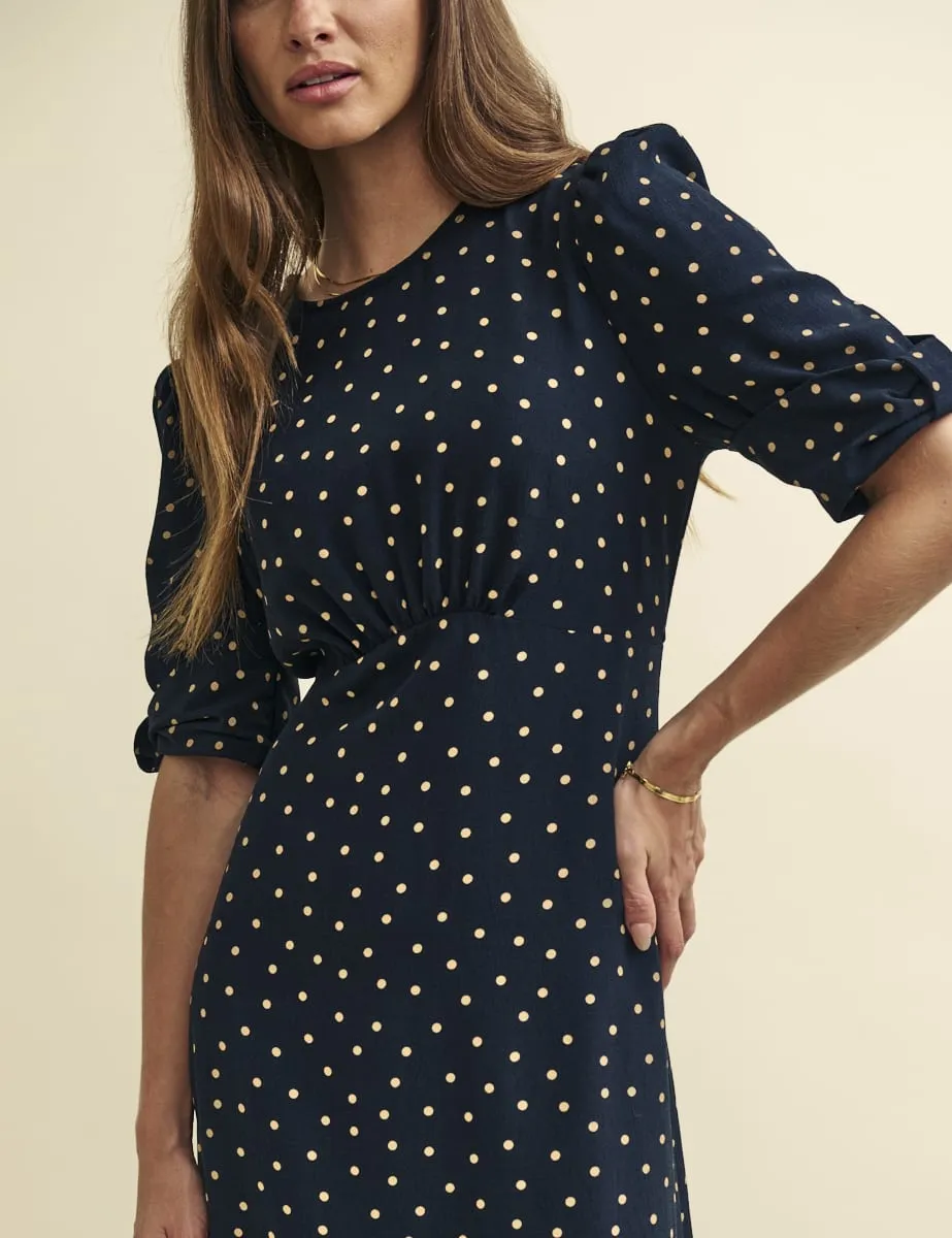 Black Spot Print Tallulah Midi Dress