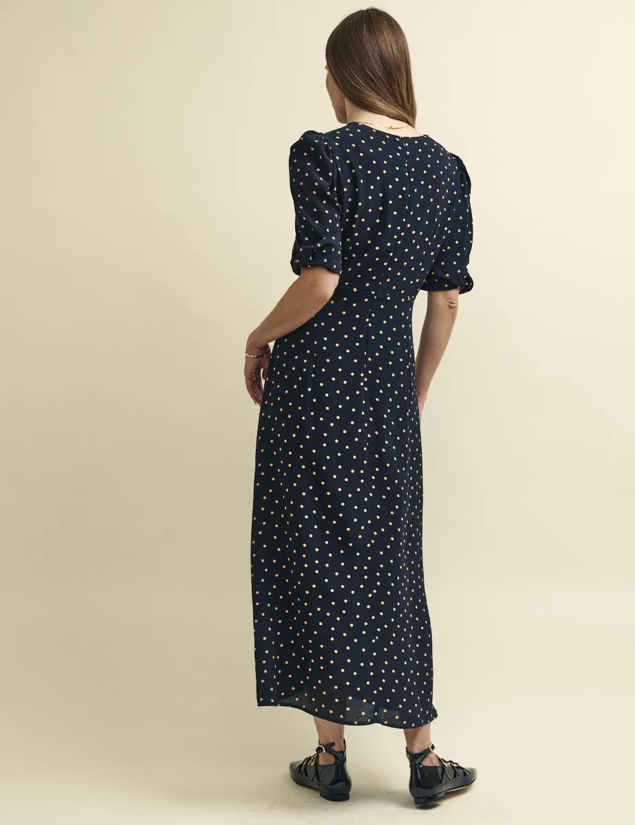 Black Spot Print Tallulah Midi Dress