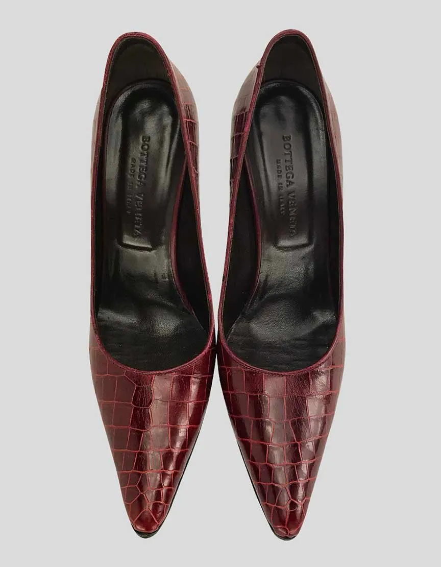 BOTTEGA VENETA Red Leather Heels - 37 IT | 7 US