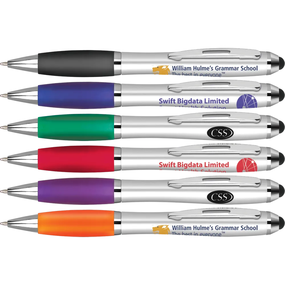 Curvy Stylus Pens - Silver - Unprinted sample