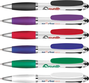 Curvy Tricolour Stylus Pens - Unprinted sample