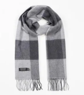 Extra fine brushed merino scarf - Grey Check