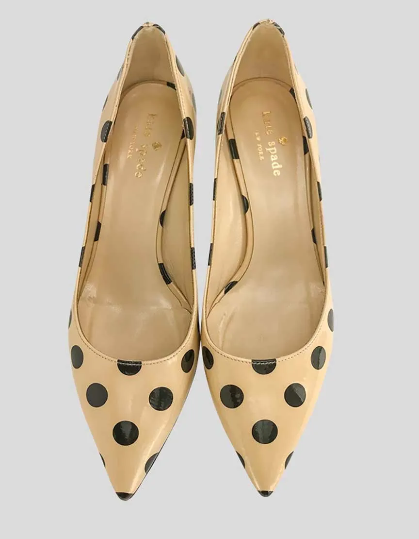 KATE SPADE NEW YORK Polka Dot Pointed Toe Kitten Heel - 7B US