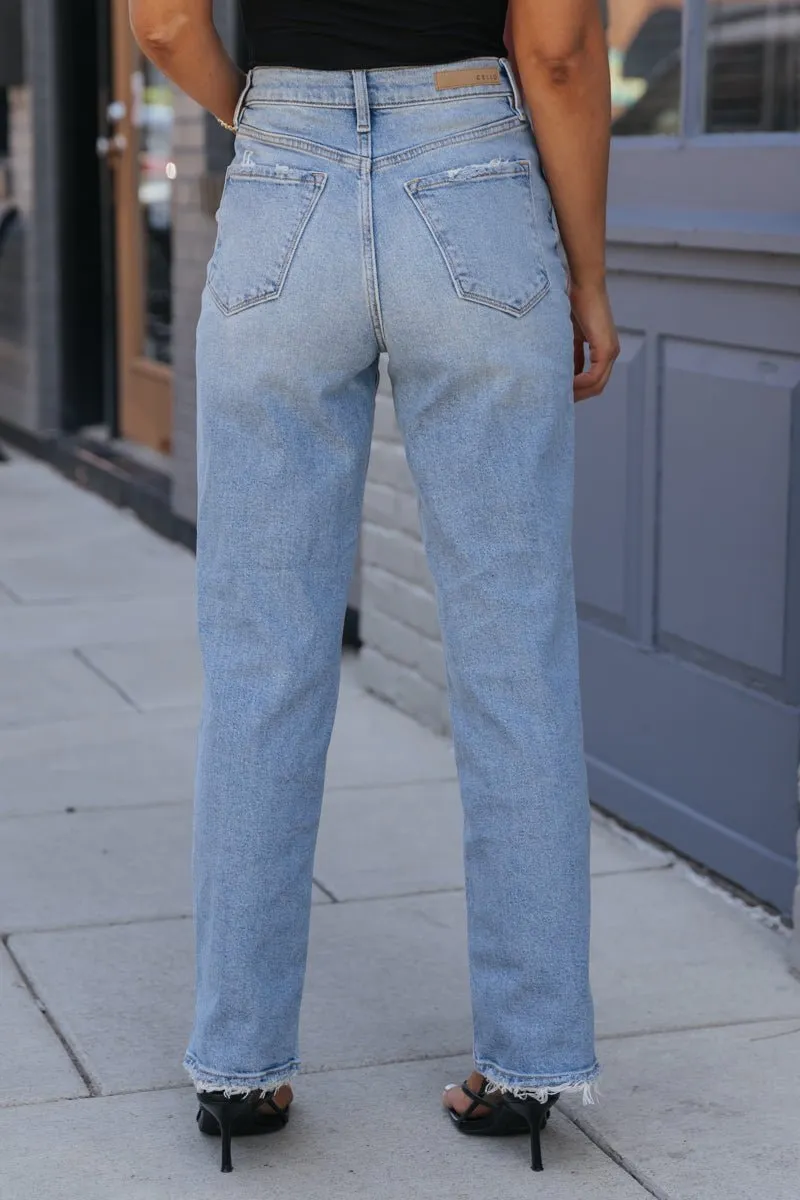 Light Wash Super High Rise Dad Jeans