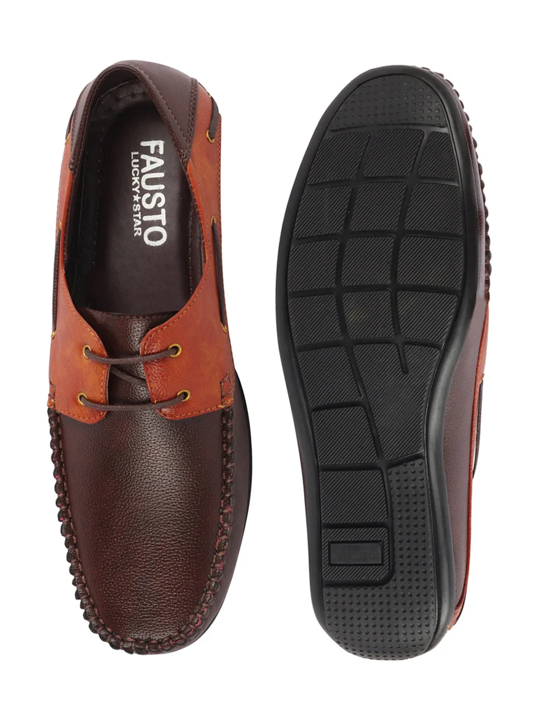 Men Brown Casual Slip-On Boat Shoes