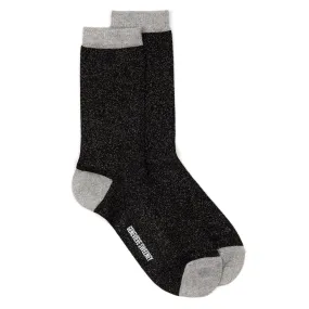 Selina Long Sparkly Socks: Black & Silver