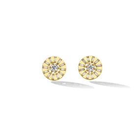 Yellow Gold Sole Stud Earrings with White Diamonds